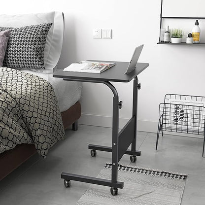SogesHome 23.6'' Portable Computer Desk - Adjustable Standing Desk with Tablet Slot, Laptop Cart, and Mobile Bed Table, Black