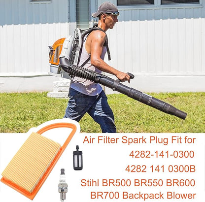 FitBest Air Filter Spark Plug Fuel Filter for Stihl BR500 BR550 BR600 BR700 Backpack Blower 4282 141 0300 4282 141 0300B