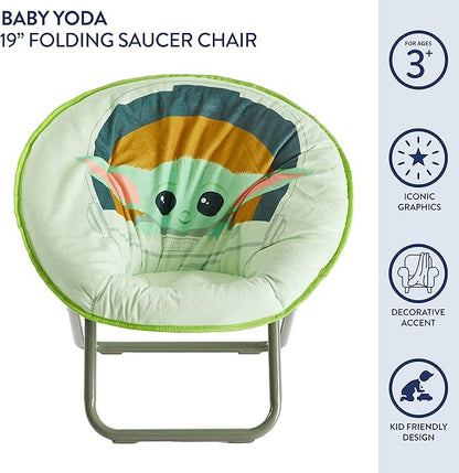 Idea Nuova Disney Star Wars The Mandalorian, Grogu aka The Child Toddler 19” Folding Saucer Chair with Cushion, Polyester, Ages 3+
