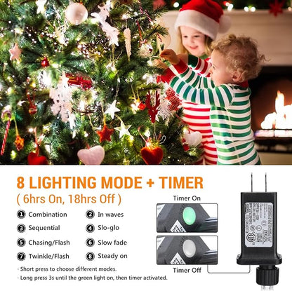 Toodour Christmas Lights Outdoor, 213ft 600 LED Christmas String Lights, 8 Modes, Timer, Waterproof Christmas Fairy Twinkle Lights for Home Garden Yard Wedding Party Tree Xmas Decors - Cool White