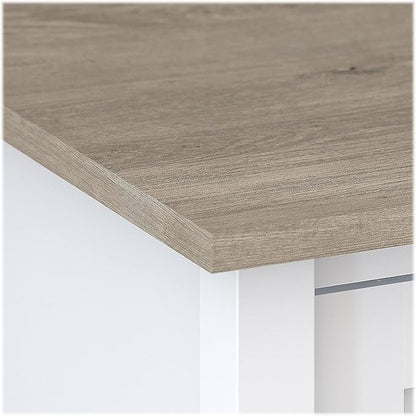 Bush Furniture Mayfield 2 Drawer Lateral File Cabinet in Pure White and Shiplap Gray