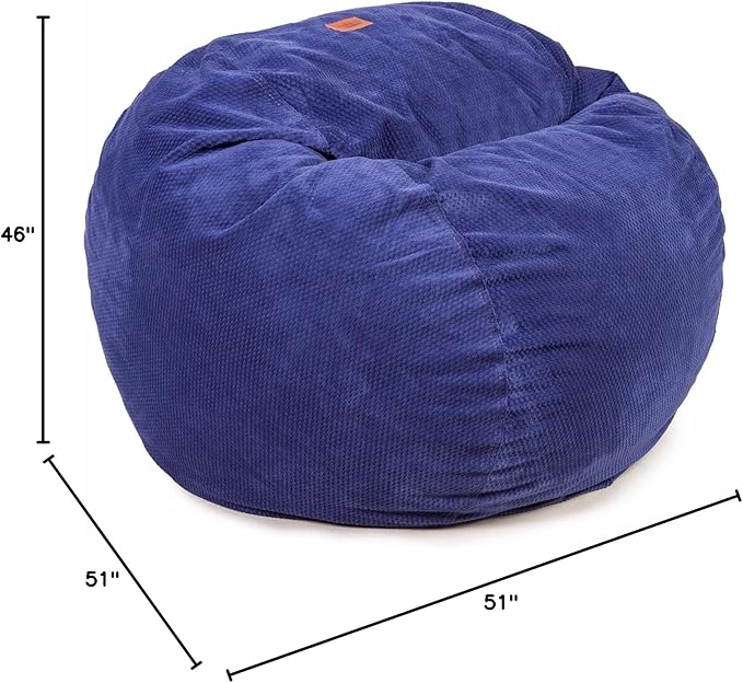 CordaRoy's Chenille Bean Bag Chair, Convertible Chair Folds from Bean Bag to Lounger, As Seen on Shark Tank, Navy - King Size