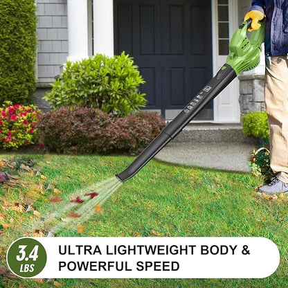 Leaf Blower Cordless- 20V 5.0 Battery-Powered Leaf Blower, 80-150MPH, Upgraded Motor and Mini Electric Leaf Blower with Charging Seat for Use in The Yard or Lawn