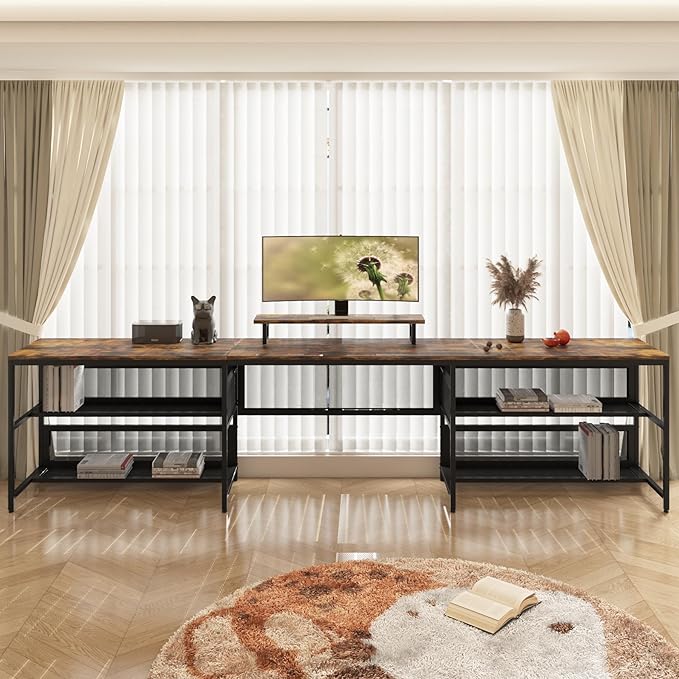 NicBex Laik-DW-00008-DX Desks, 82" W x 43" D x 35" H, Brown