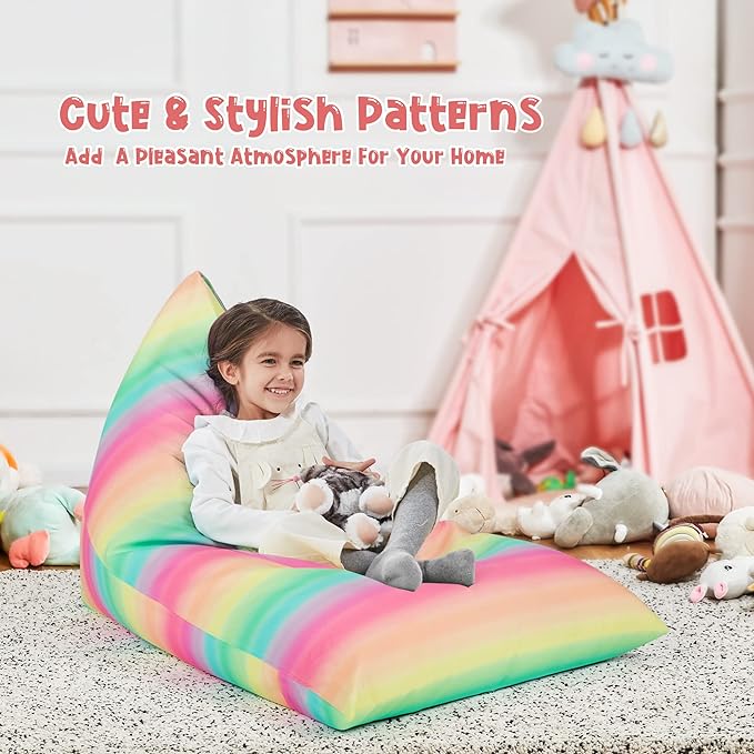 Nobildonna Stuffed Animal Storage Bean Bag for Kids (No Filler), Extra Large 250L Bean Bag Chair Cover Only, Washable Beanbag Without Filling Soft Premium Canvas Stuffable Bean Bag Cover (Stripes)