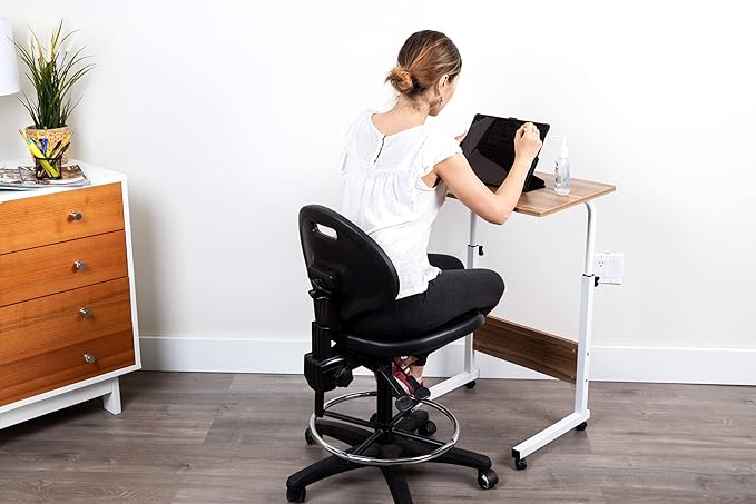 Mind Reader Woodland Collection, Mobile Sit/Stand Laptop Desk Adjustable, Lockable Casters, Portable, 21.75" L x 15.75" W x 33" H, Medium, Brown