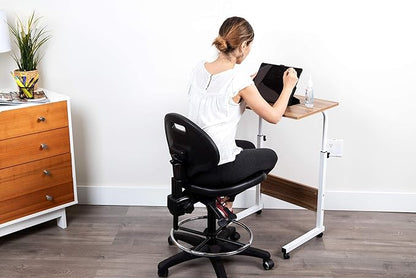 Mind Reader Woodland Collection, Mobile Sit/Stand Laptop Desk Adjustable, Lockable Casters, Portable, 21.75" L x 15.75" W x 33" H, Medium, Brown