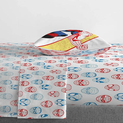 Marvel Spiderman Beyond Amazing 4 Piece Twin Size Bed Set - Includes Comforter & Sheet Set Bedding - Super Soft Fade Resistant Microfiber (Official Product)