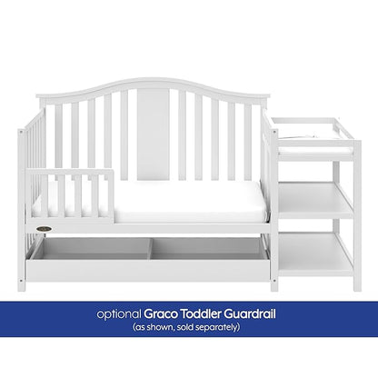 Graco Solano 4-in-1 Convertible Crib and Changer with Drawer (White) – Crib and Changing Table Combo with Drawer, Includes Changing Pad, Converts to Toddler Bed, Daybed and Full-Size Bed