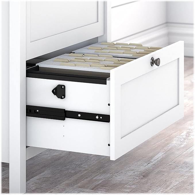 Bush Furniture Mayfield 2 Drawer Lateral File Cabinet in Pure White and Shiplap Gray