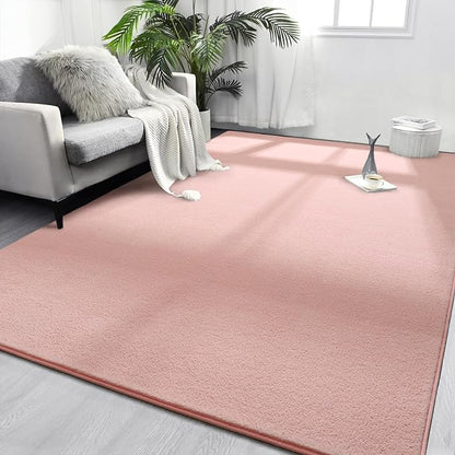 Area Rugs for Bedroom Living Room, 5x8 Pink Super Soft Comfy Thickened Memory-Foam Indoor Carpets, Modern Aesthetic Minimalist Carpet for Boys Girls Adults Apartment Nursery Home Décor