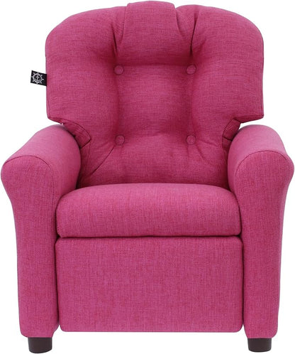 THE CREW FURNITURE Traditional Kids Recliner, Toddler Ages 1-5 Years, Home Décor Polyester Linen, Magenta