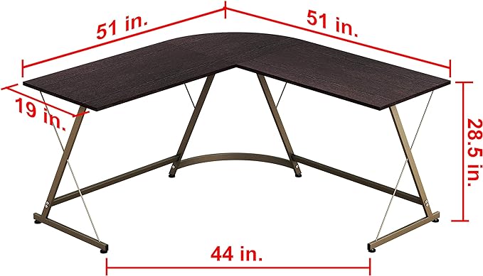 SHW L-Shaped Computer Gaming Desk, Espresso