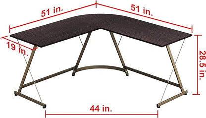 SHW L-Shaped Computer Gaming Desk, Espresso