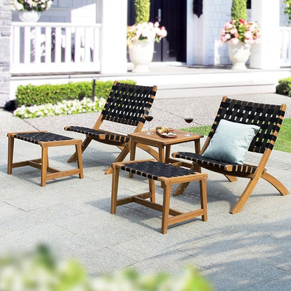 Design Heavy Duty 400lbs Capacity Patio Bistro Piece with Ottomans Outdoor, Onesize, Foldable Reclining Set 5