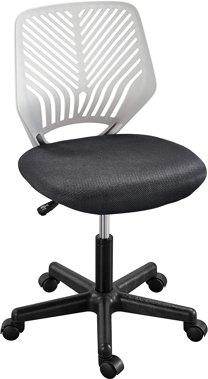 Yaheetech Students Cute Desk Chair Low-Back Armless Study Chair w/Lumbar Support Adjustable Swivel Chair in Home Bedroom School, Dark Gray