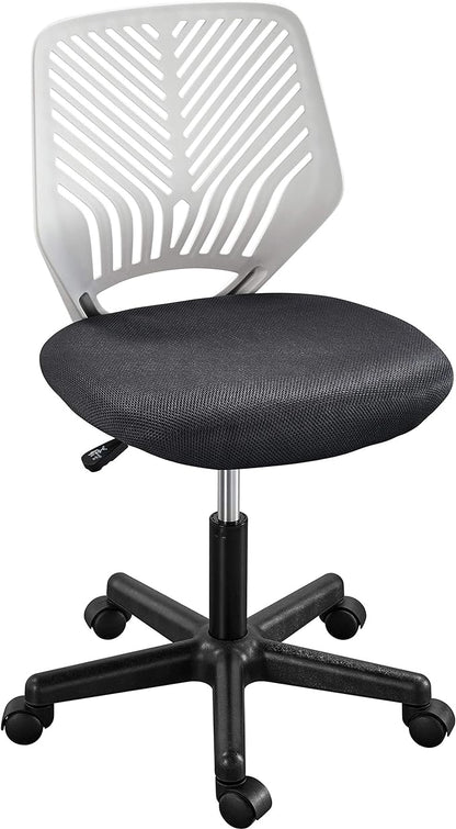 Yaheetech Students Cute Desk Chair Low-Back Armless Study Chair w/Lumbar Support Adjustable Swivel Chair in Home Bedroom School, Dark Gray