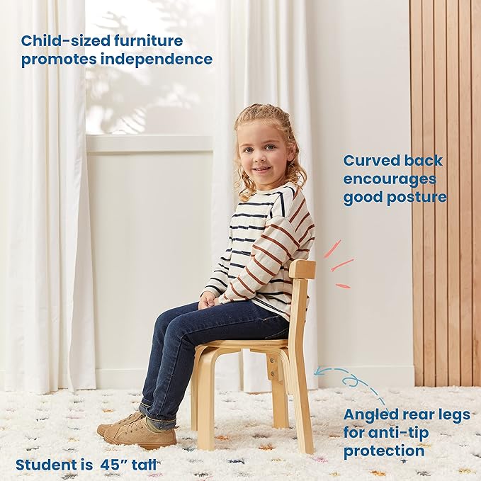 ECR4Kids ECRKids Seating, 5-Piece Table and Chairs Set, Natural