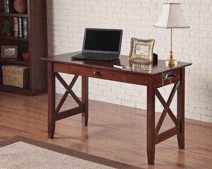 AFI Lexi Desk with Drawer and Built-in Charger in Walnut