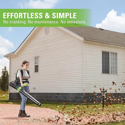Greenworks 40V (175 MPH / 710 CFM) Dual Port Cordless Brushless Backpack Leaf Blower, (2) 8.0Ah Battery and Charger Included