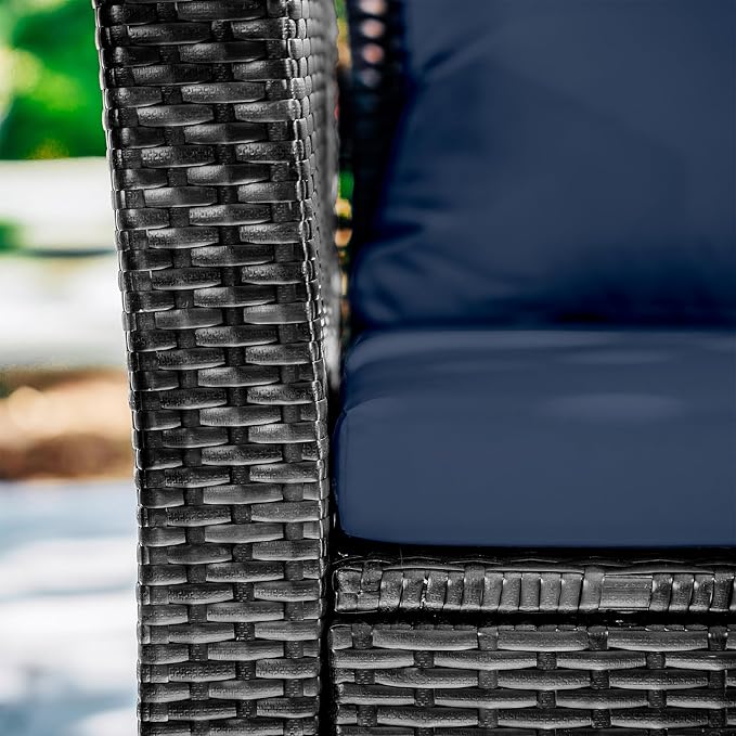 Nestl Wicker Outdoor Furniture Set - 4 Piece Patio Set (Grey/Navy)