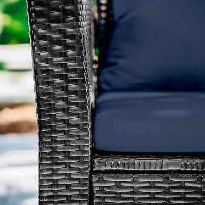 Nestl Wicker Outdoor Furniture Set - 4 Piece Patio Set (Grey/Navy)