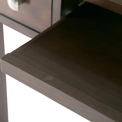 SIMPLIHOME Avalon SOLID WOOD Contemporary 47 Inch Wide Writing Office Desk in Dark Tobacco Brown, For the Office Desk, Writing Table, Workstation and Study Table