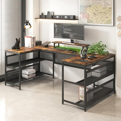 NicBex Laik-DW-00008-DX Desks, 82" W x 43" D x 35" H, Brown