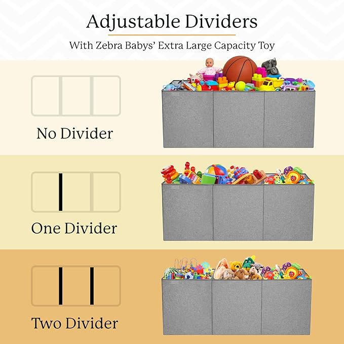 Kids Toy Chest for Boys & Girls - Stylish Versatile Stuffed Animal Holder & Toddlers Toy Organizer Makes Play Room Organization Easy - Made with Strong PP Board - Gray bin with Cationic Fabric