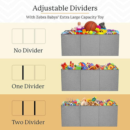 Kids Toy Chest for Boys & Girls - Stylish Versatile Stuffed Animal Holder & Toddlers Toy Organizer Makes Play Room Organization Easy - Made with Strong PP Board - Gray bin with Cationic Fabric