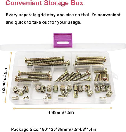 Crib Bolts Replacement Kit, cSeao 50pcs Zinc Plated M6 Socket Cap Screws Barrel Nuts for Crib Cot Chairs Furniture Bed, M6x15mm/25mm/35mm/45mm/55mm