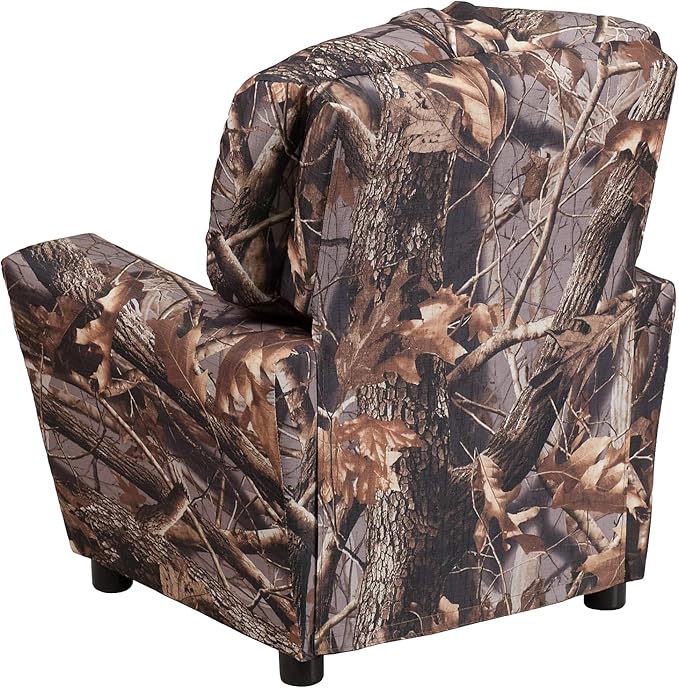 Flash Furniture Chandler Vinyl Kids Recliner with Cup Holder and Safety Recline, Contemporary Reclining Chair for Kids, Supports up to 90 lbs., Camouflage