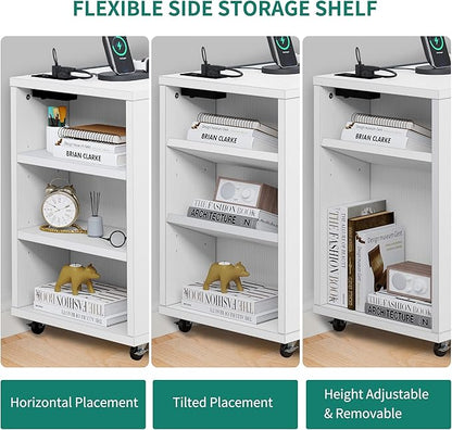YITAHOME File Cabinet with Charging Station, Mobile Lateral Filing Cabinet with Lock for Home Office, Printer Stand with Open Storage Shelf, Fits A4, Letter, Legal Size Files, Office Furniture, White