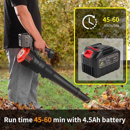 2024 Strong Power Leaf Blower Cordless, 500CFM 120MPH Leaf Blower with Battery and Charger, 20V 4.5Ah Battery Powered with Flat and Round Nozzles, for Lawn Care Yard Porch Driveway Patio Clean Snow