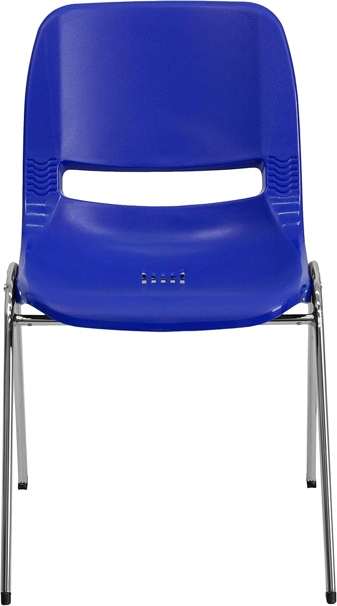 Flash Furniture HERCULES Series 661 lb. Capacity Navy Ergonomic Shell Stack Chair with Chrome Frame and 16'' Seat Height
