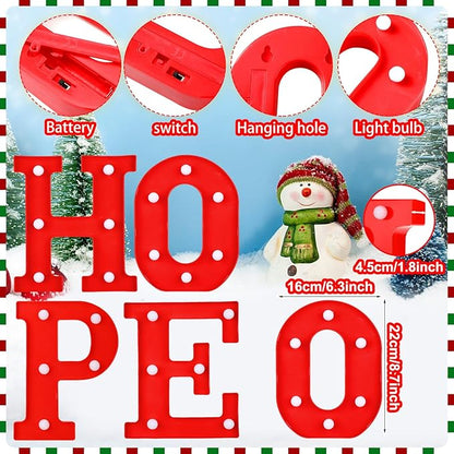 VIHOSE Christmas LED Letter Lights Sign Table Decoration Christmas Light up Letters Battery Powered Letter for Home Bar Christmas Party Bedroom Tabletop Decoration Gift (Hope)