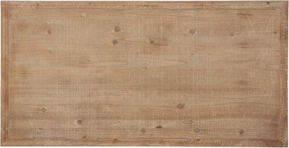 Kate and Laurel Wyldwood Farmhouse Wooden Desk, 46 x 24 x 30, Brown and White, Rustic Carved Wood Computer Desk for Functional and Stylish Home Office Decor
