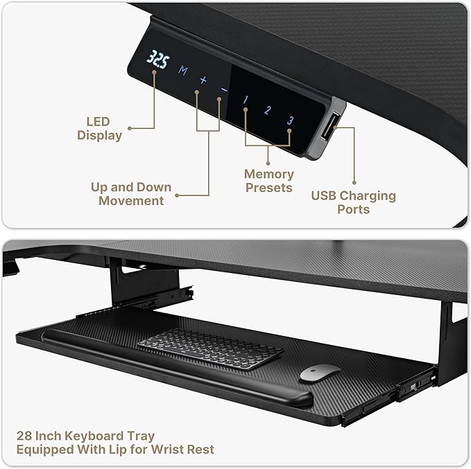 EUREKA ERGONOMIC Standing Desk (61"x43")- L Shaped Desk with Keyboard Tray Adjustable Height Sit Stand Computer Desk Corner Gaming Ergo Desk w Memory Presets, Monitor Stand, LED/USB/Dual Motor, Left