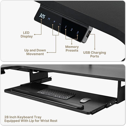 EUREKA ERGONOMIC Standing Desk (61"x43")- L Shaped Desk with Keyboard Tray Adjustable Height Sit Stand Computer Desk Corner Gaming Ergo Desk w Memory Presets, Monitor Stand, LED/USB/Dual Motor, Left