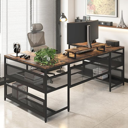 NicBex Laik-DW-00008-DX Desks, 82" W x 43" D x 35" H, Brown
