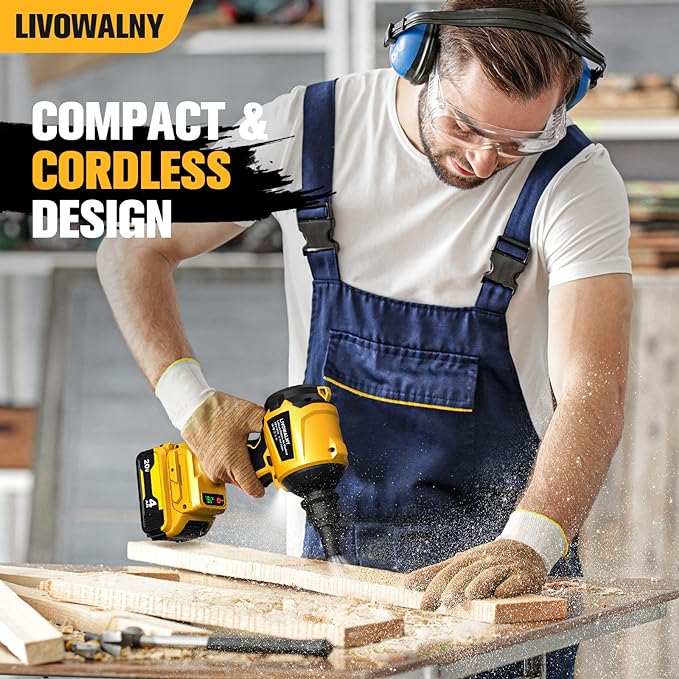 LIVOWALNY Cordless Dust Blower for Dewalt 20V Battery, Leaf Blower Brushless Handheld Blower Sawdust Blower 447 MPH/39 CFM for Garages, Sawmill Room, Workshop Cleaning, Home Improvement (No Battery)