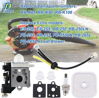 FitBest Carburetor RB-K90 with Repower Maintenance Kit for Echo PB-251 PB-255 PB-255LN ES-255 Blowers A021001350 A021001351 A021001352 carb
