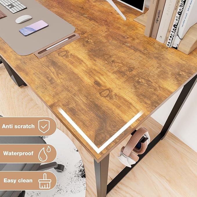 DUMOS 32 Inch Office Small Computer Desk Modern Simple Style Writing Study Work Table for Home Bedroom - Rustic Brown