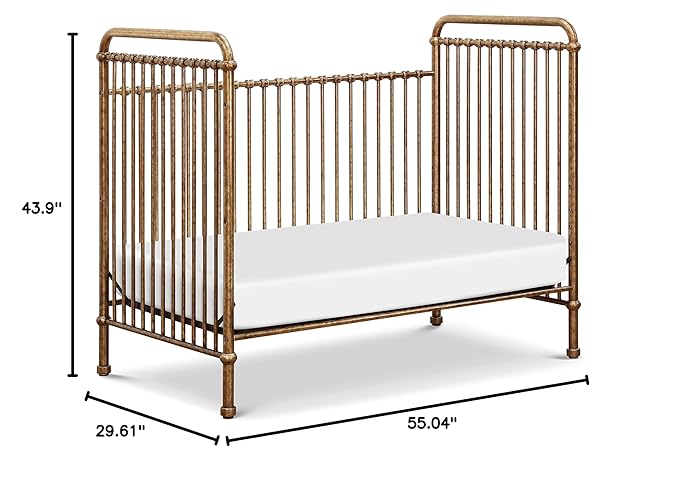 NAMESAKE Abigail 3-in-1 Convertible Metal Crib in Vintage Gold, Greenguard Gold Certified
