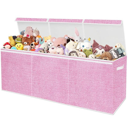 Extra Large Toy Box for Kids,Collapsible Toys Storage Chest Boxes Organizers with Dividers for Boys,Girls,Closet,Nursery,Playroom 35.8"x12.6"x16"(Dark Pink)