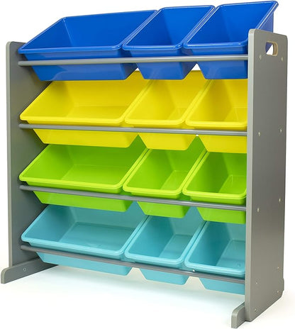 Humble Crew Toy Storage Organizer, Grey/Blue/Green/Yellow 34x11x31 inches,12x9x6 inches,16xx12x6 inches