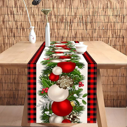 Nepnuser Black and Red Buffalo Check Plaid Christmas Table Runner 90 Inches Long Seasonal Winter Xmas Party Decoration Holiday Home Kitchen Dining Room Decor
