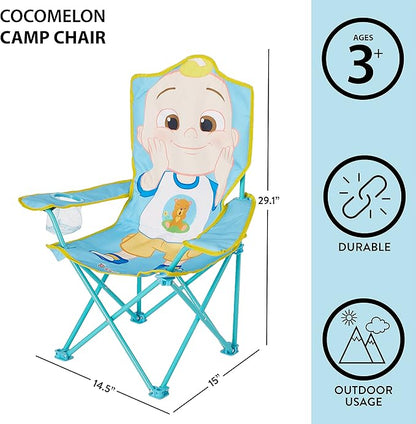 Idea Nuova Kids Indoor-Outdoor Folding Camp Chair with Carry Case, Cocomelon