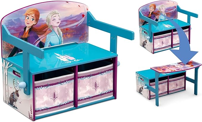 Delta Children Kids Convertible Activity Bench - Greenguard Gold Certified, Frozen II & Deluxe Toy and Book Organizer, Disney Frozen II
