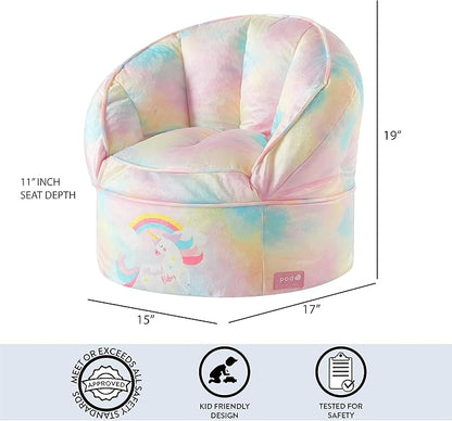 Idea Nuova Unicorn Round Bean Bag Chair for Kids, Ages 3+, Large